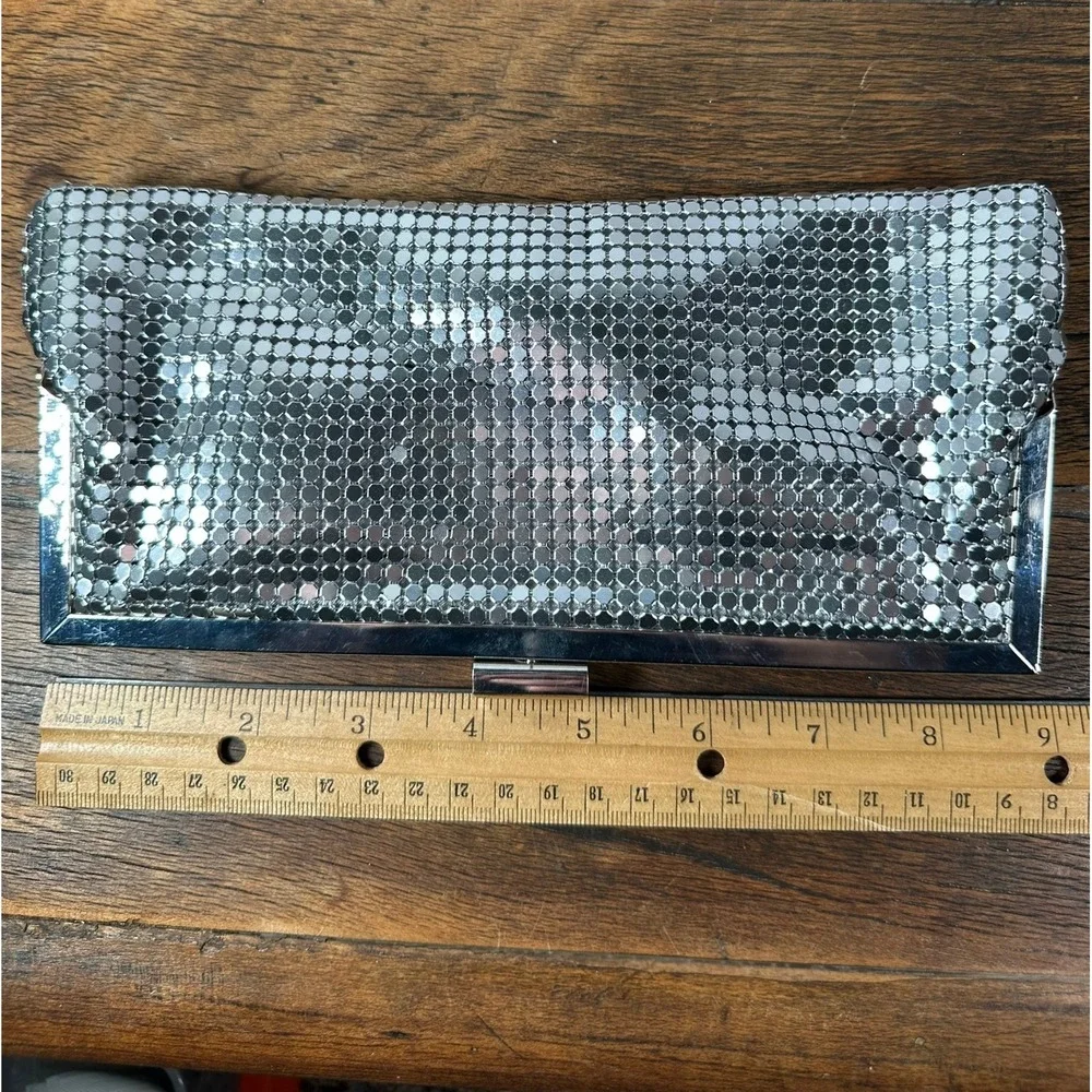Silver Mesh Evening Clutch Bag with Chain Strap‎ Elegant Party Purse